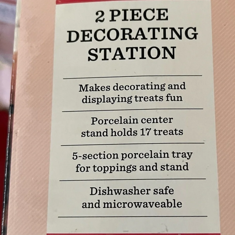 New in box Bella 2 piece decorating station white porcelain display